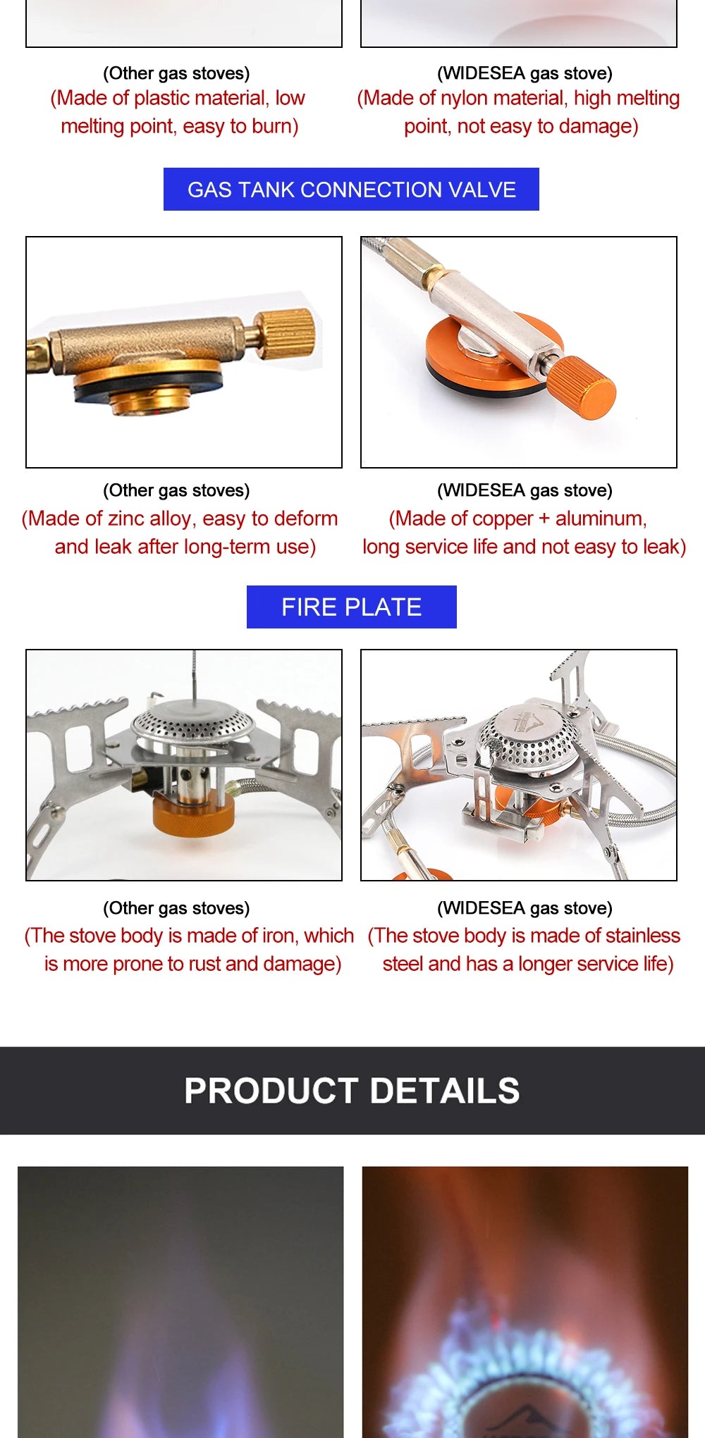 Widesea Camping Gas Stove – Strong Fire Outdoor Tourist Burner & Survival Cooker